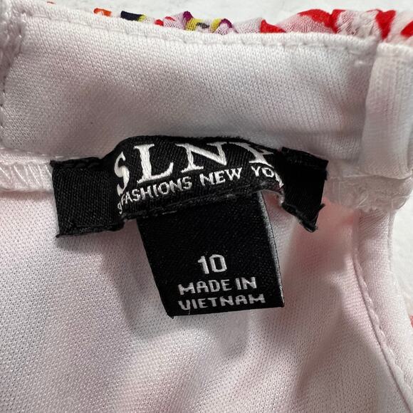 SLNY Paisley Multicolor Cold-Shoulder Knee-Length Dress Size 10 - Picture 4 of 7